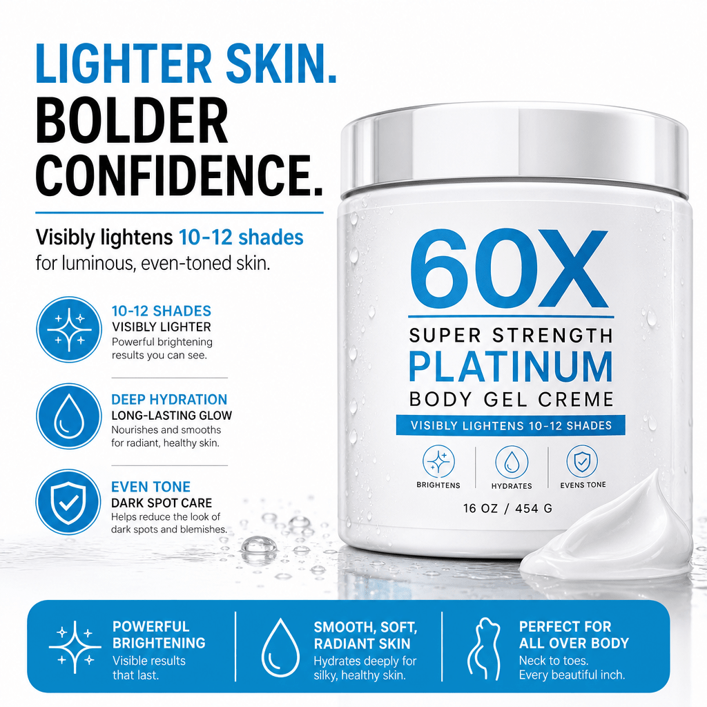 60X Super Strength Platinum Body Gel Creme - 16 oz jar