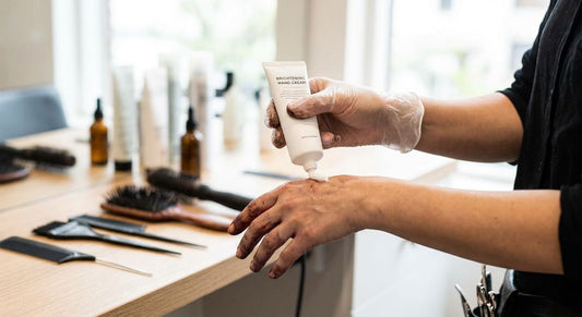 Skin brightening cream for hairstylists with dye-stained hands