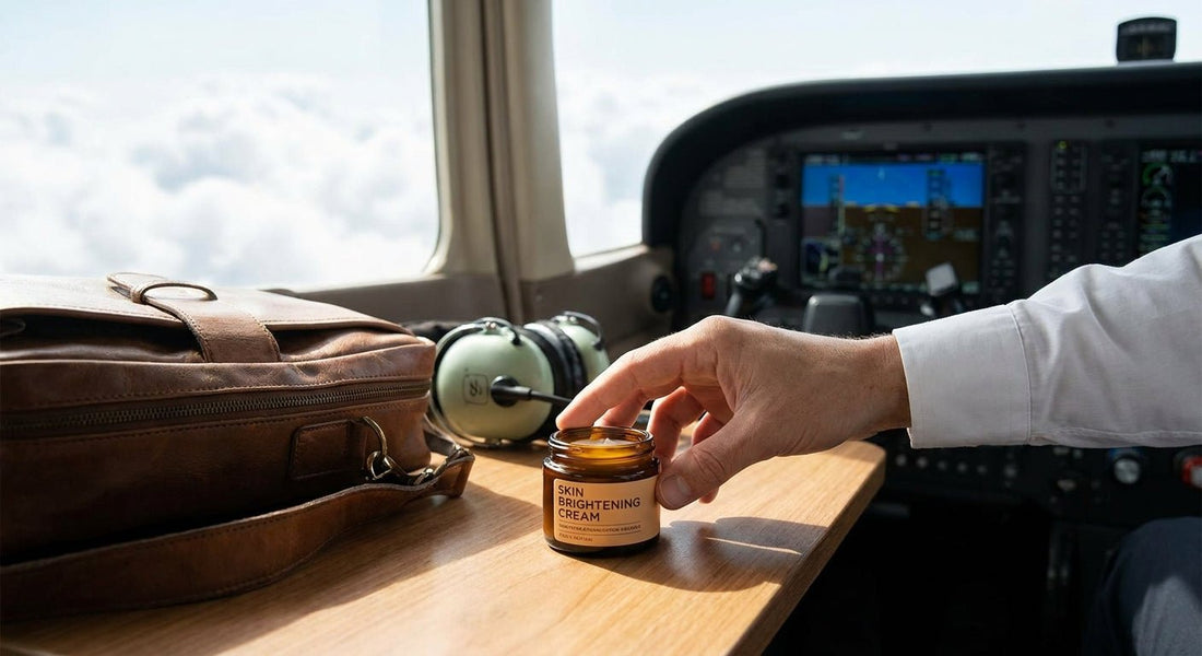 Skin brightening cream for pilots with cabin UV exposure