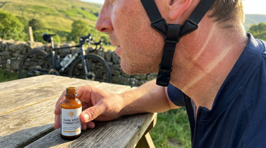 Dark spot corrector for cyclists with helmet tan lines